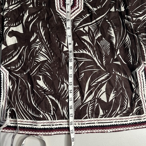 Tory Burch Beach Tunic Brown Palm Fronds Tropical Flamingo Size 6 Sequins - Picture 11 of 12